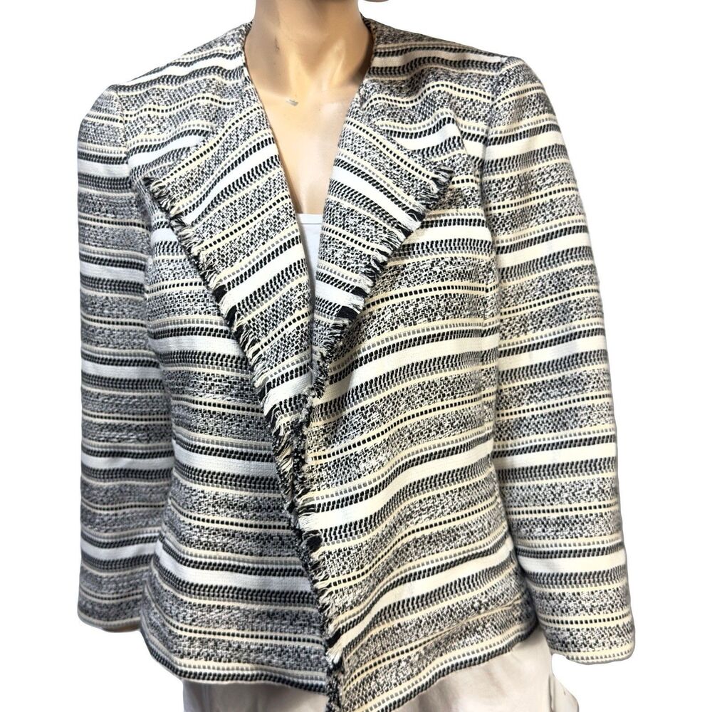 Kasper Open Front Blazer Size M Jacquard Tapestry Jacket Poly Cotton Wool NWT